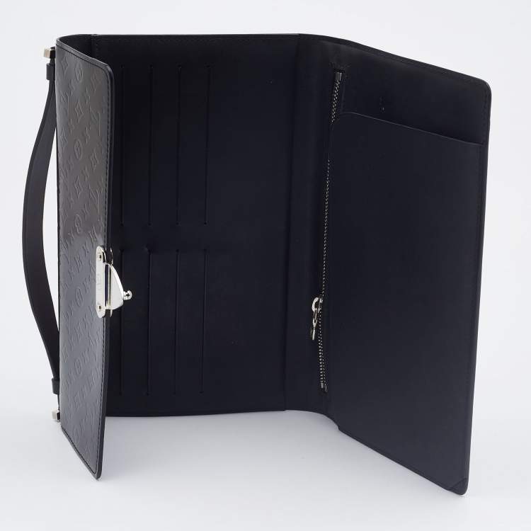 Pre Owned Louis Vuitton Black Monogram Glace Anouchka MM Clutch 
