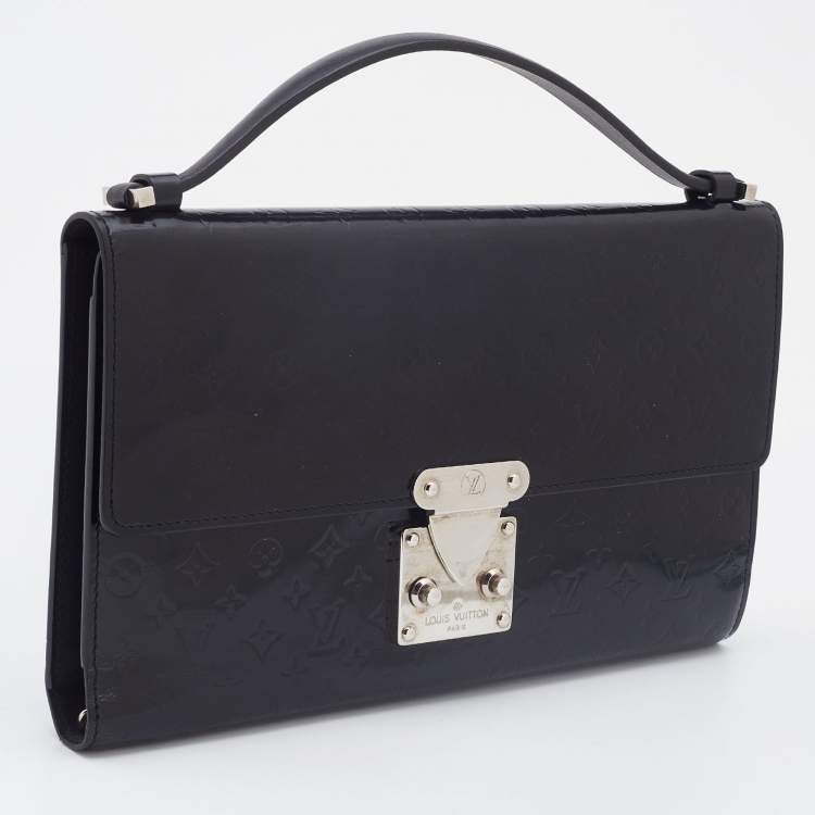Pre Owned Louis Vuitton Black Monogram Glace Anouchka MM Clutch 