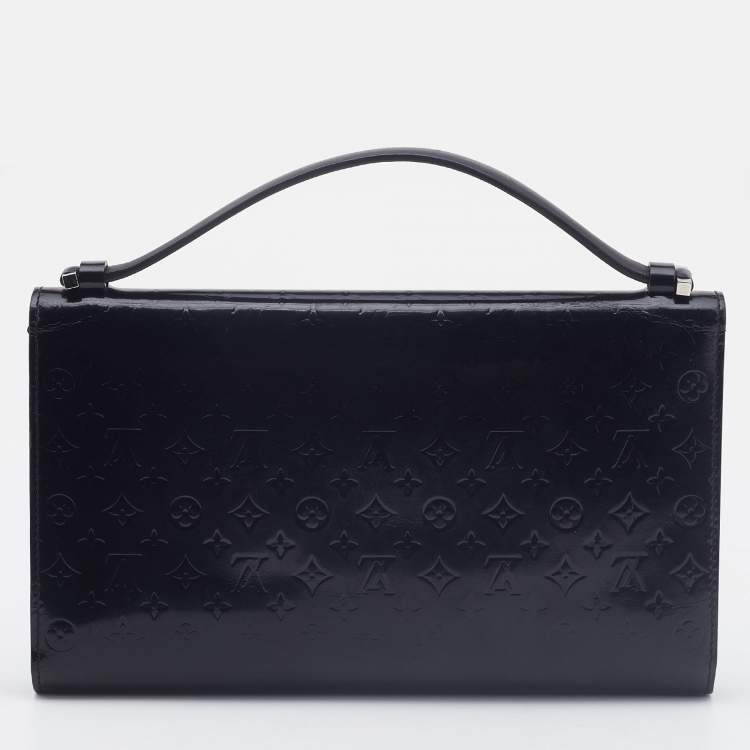 Pre Owned Louis Vuitton Black Monogram Glace Anouchka MM Clutch 