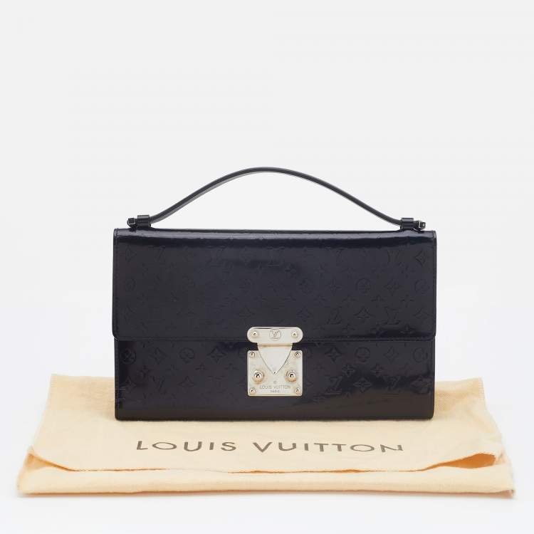 Pre Owned Louis Vuitton Black Monogram Glace Anouchka MM Clutch 
