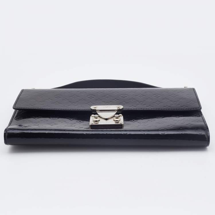 Pre Owned Louis Vuitton Black Monogram Glace Anouchka MM Clutch 