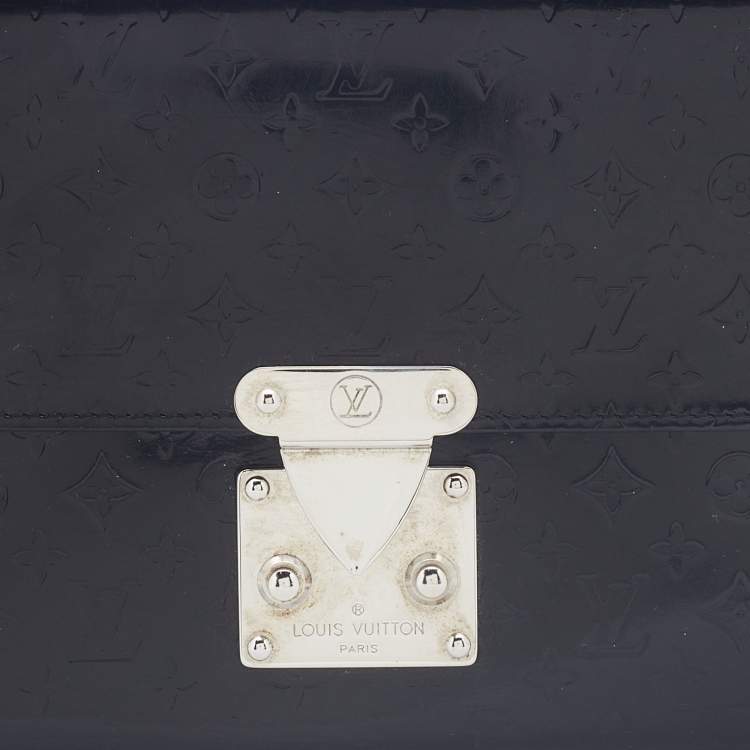 Pre Owned Louis Vuitton Black Monogram Glace Anouchka MM Clutch 