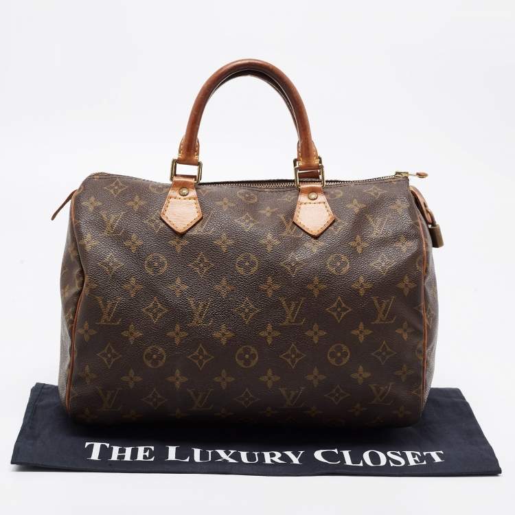 Pre Owned Louis Vuitton Brown Monogram Canvas Speedy 30 Top Handle Bag