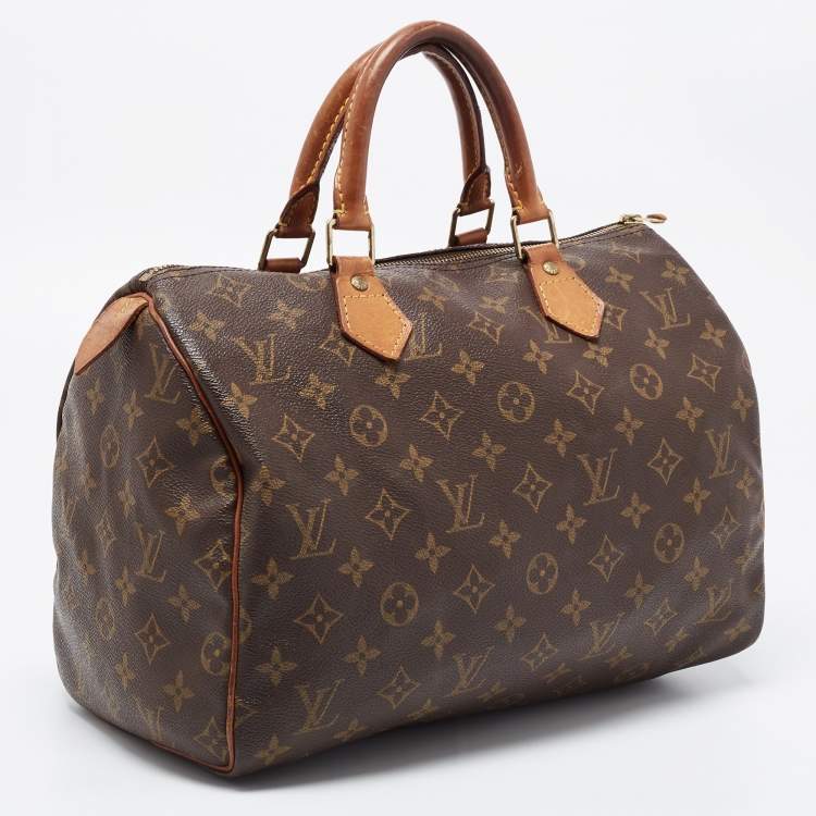 Pre Owned Louis Vuitton Brown Monogram Canvas Speedy 30 Top Handle Bag