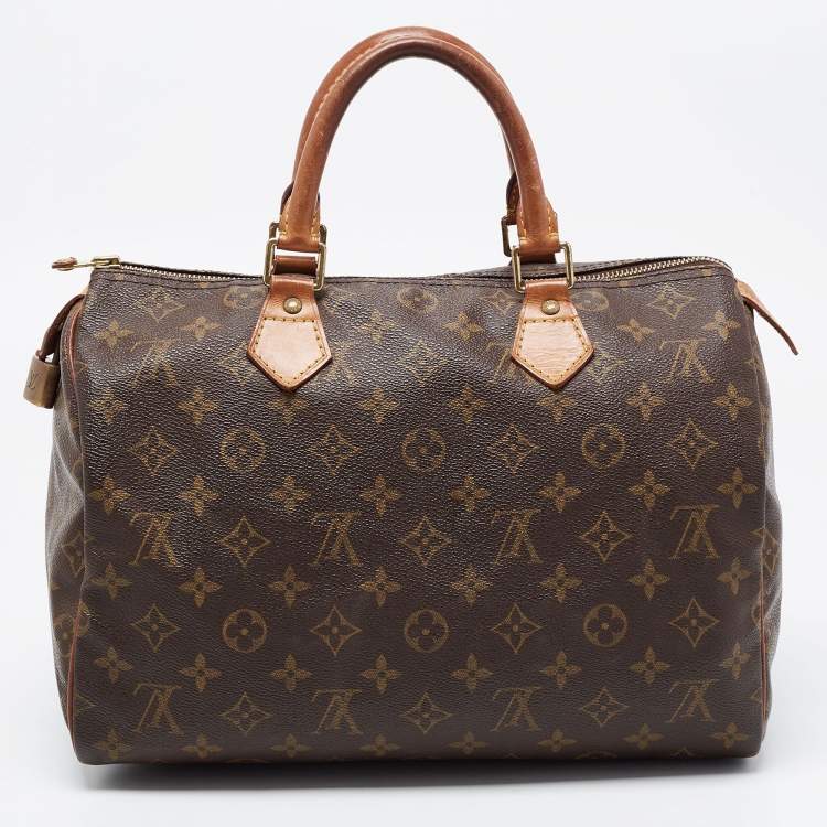 Pre Owned Louis Vuitton Brown Monogram Canvas Speedy 30 Top Handle Bag