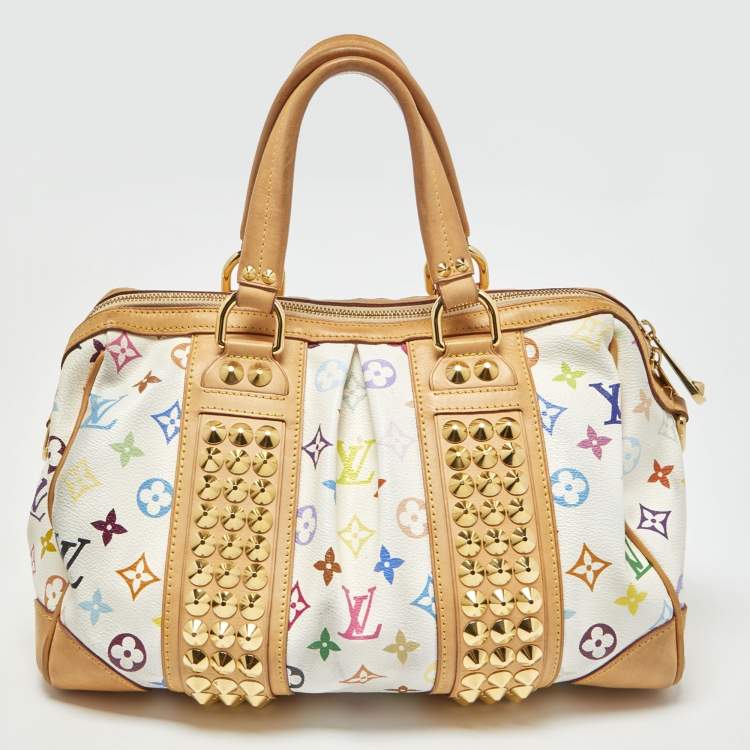 Pre Owned Louis Vuitton White Multicolor Monogram Canvas Courtney MM Bag