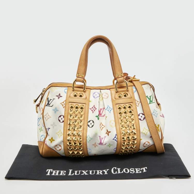 Pre Owned Louis Vuitton White Multicolor Monogram Canvas Courtney MM Bag