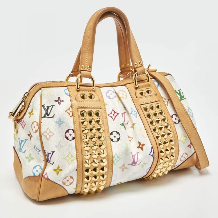 Pre Owned Louis Vuitton White Multicolor Monogram Canvas Courtney MM Bag