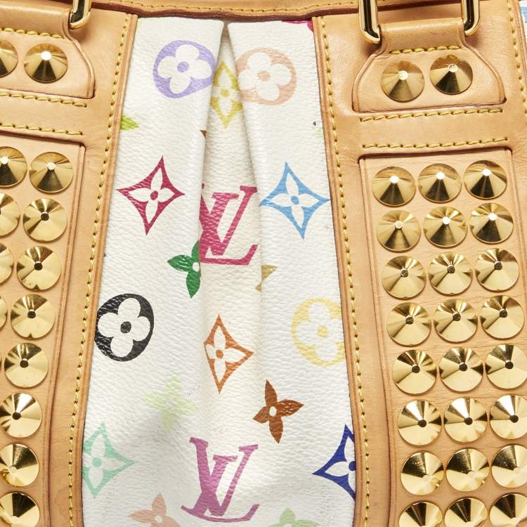 Pre Owned Louis Vuitton White Multicolor Monogram Canvas Courtney MM Bag