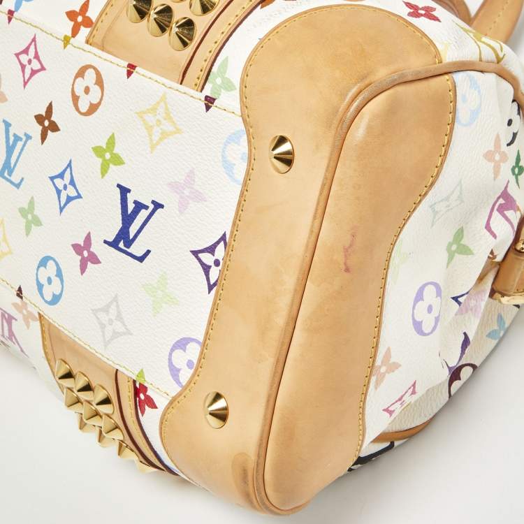 Pre Owned Louis Vuitton White Multicolor Monogram Canvas Courtney MM Bag