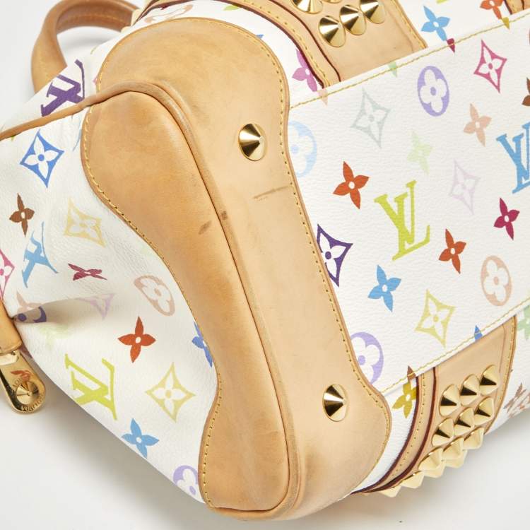 Pre Owned Louis Vuitton White Multicolor Monogram Canvas Courtney MM Bag