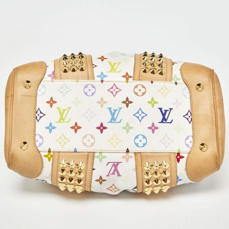 Pre Owned Louis Vuitton White Multicolor Monogram Canvas Courtney MM Bag
