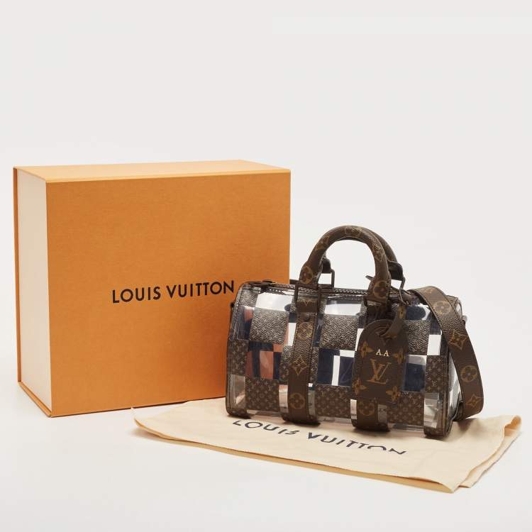 Pre Owned Louis Vuitton Monogram Chess Canvas and PVC Keepall Bandoulière 25 Bag