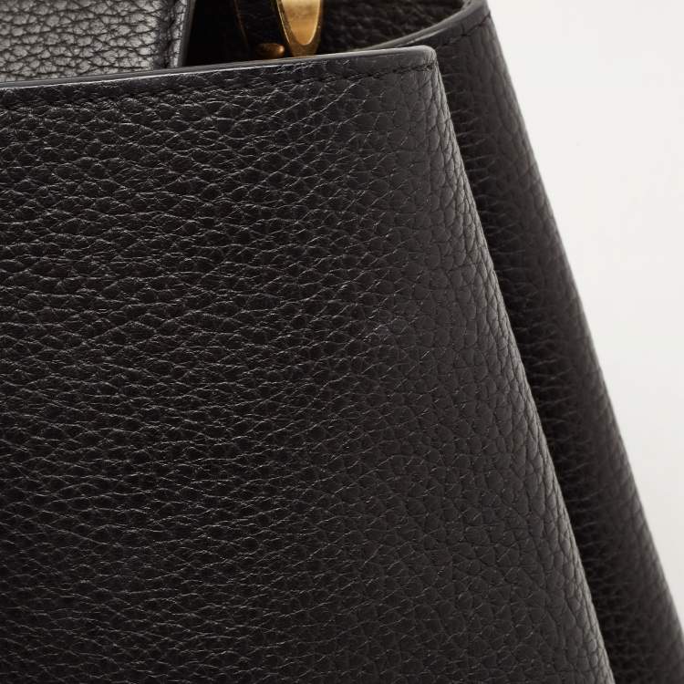 Pre Owned Louis Vuitton Black Taurillon Leather Mechanical Flower Capucines BB Bag