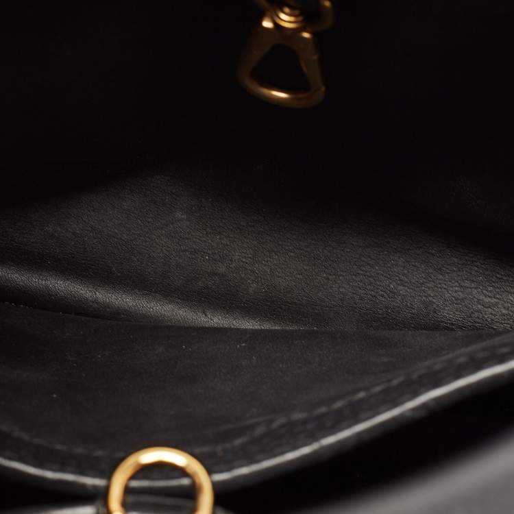 Pre Owned Louis Vuitton Black Taurillon Leather Mechanical Flower Capucines BB Bag