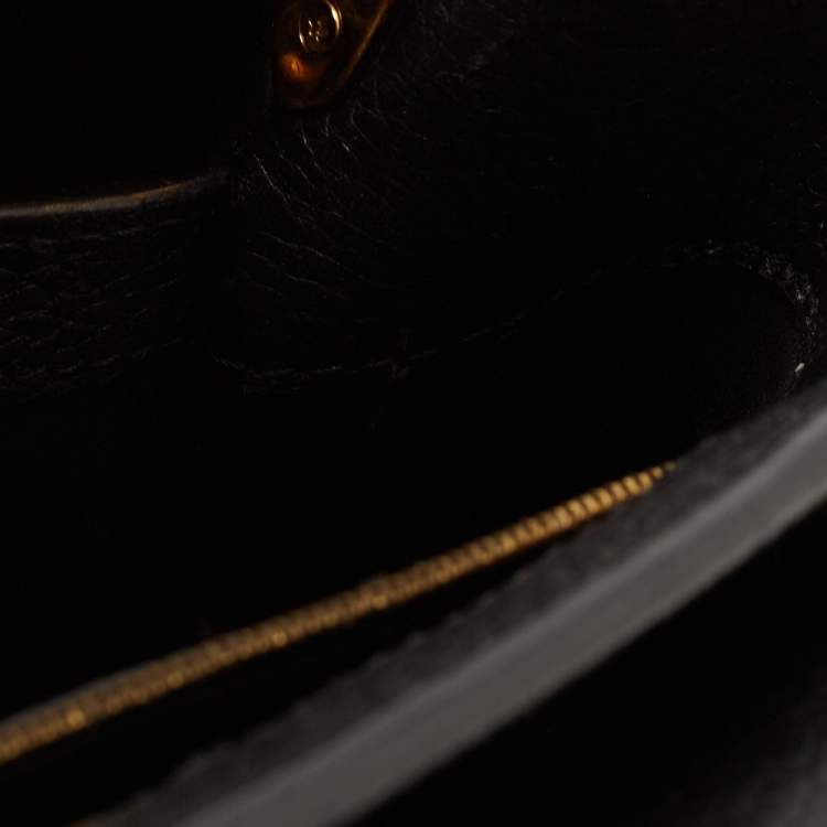 Pre Owned Louis Vuitton Black Taurillon Leather Mechanical Flower Capucines BB Bag