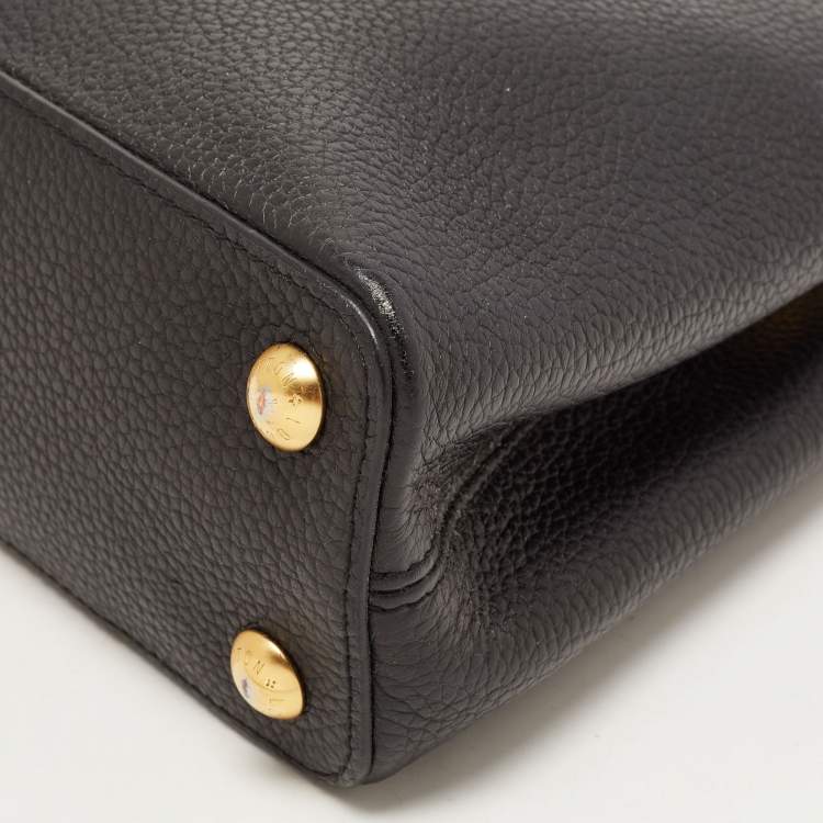 Pre Owned Louis Vuitton Black Taurillon Leather Mechanical Flower Capucines BB Bag