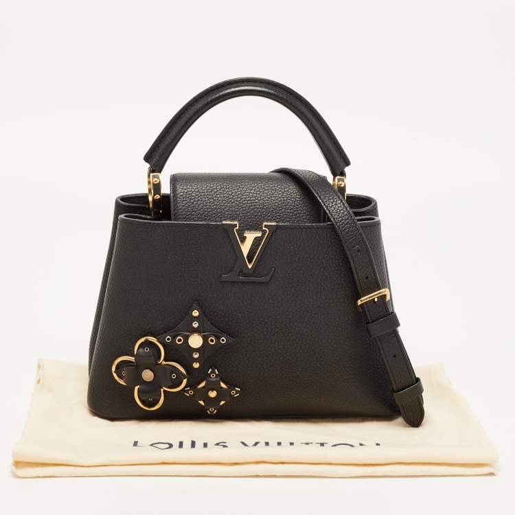 Pre Owned Louis Vuitton Black Taurillon Leather Mechanical Flower Capucines BB Bag