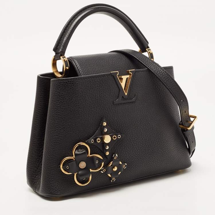 Pre Owned Louis Vuitton Black Taurillon Leather Mechanical Flower Capucines BB Bag