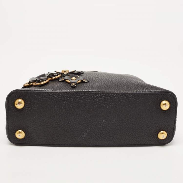Pre Owned Louis Vuitton Black Taurillon Leather Mechanical Flower Capucines BB Bag