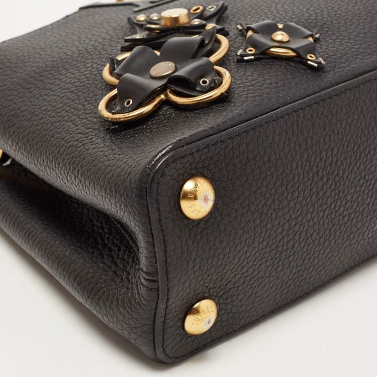Pre Owned Louis Vuitton Black Taurillon Leather Mechanical Flower Capucines BB Bag