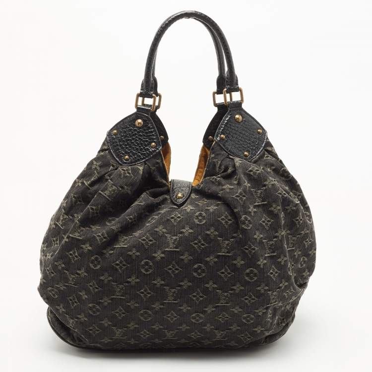 Pre Owned Louis Vuitton Black Denim Monogram Surya XL Bag