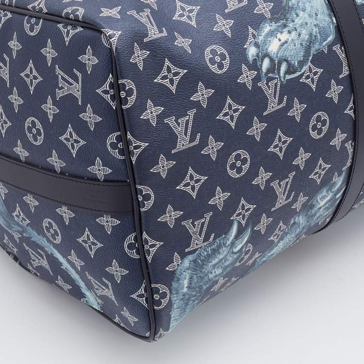 Pre Owned Louis Vuitton X Chapman Brothers Monogram Savane Ink Keepall Bandouliere 55 Bag
