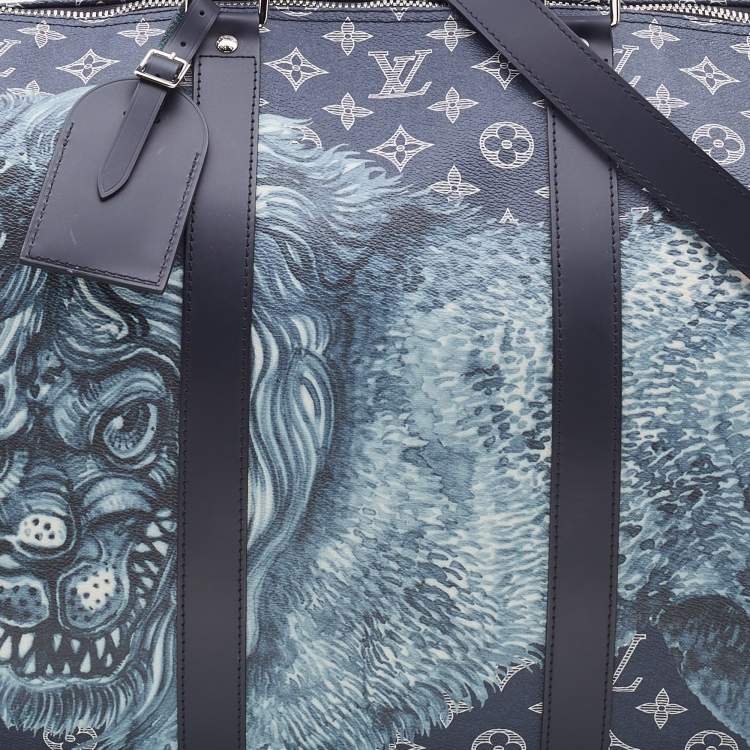 Pre Owned Louis Vuitton X Chapman Brothers Monogram Savane Ink Keepall Bandouliere 55 Bag