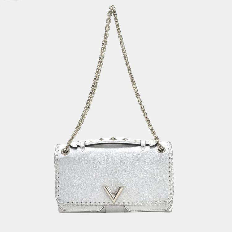 Louis Vuitton Silver Leather Very Chain Whipstitch Shoulder Bag
