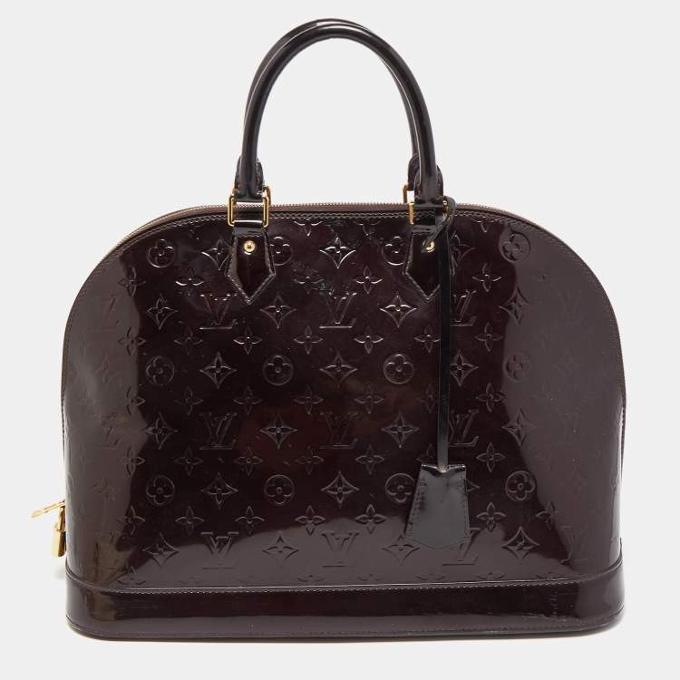 Pre Owned Louis Vuitton Amarante Monogram Vernis Alma GM Bag
