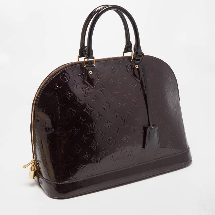 Pre Owned Louis Vuitton Amarante Monogram Vernis Alma GM Bag