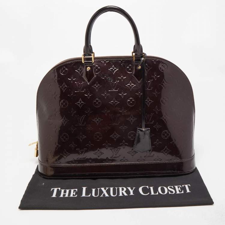 Pre Owned Louis Vuitton Amarante Monogram Vernis Alma GM Bag