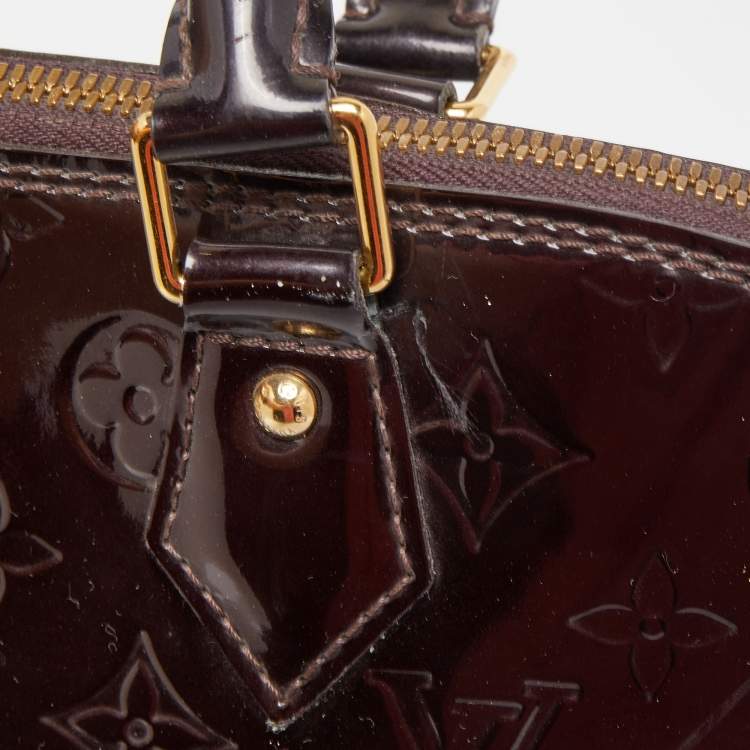 Pre Owned Louis Vuitton Amarante Monogram Vernis Alma GM Bag