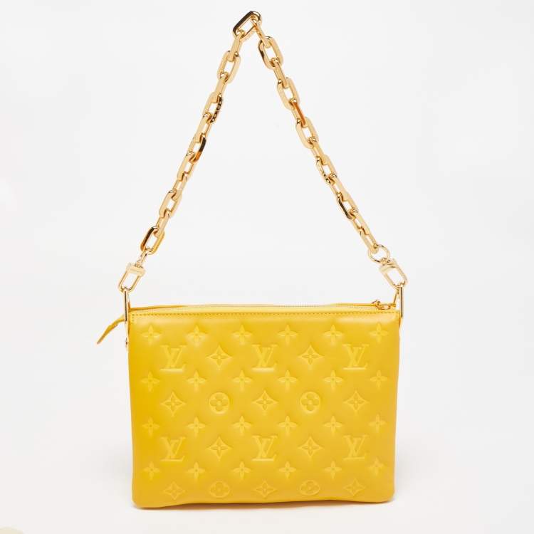 Pre Owned Louis Vuitton Sunflower Puffy Monogram Leather Coussin PM Bag