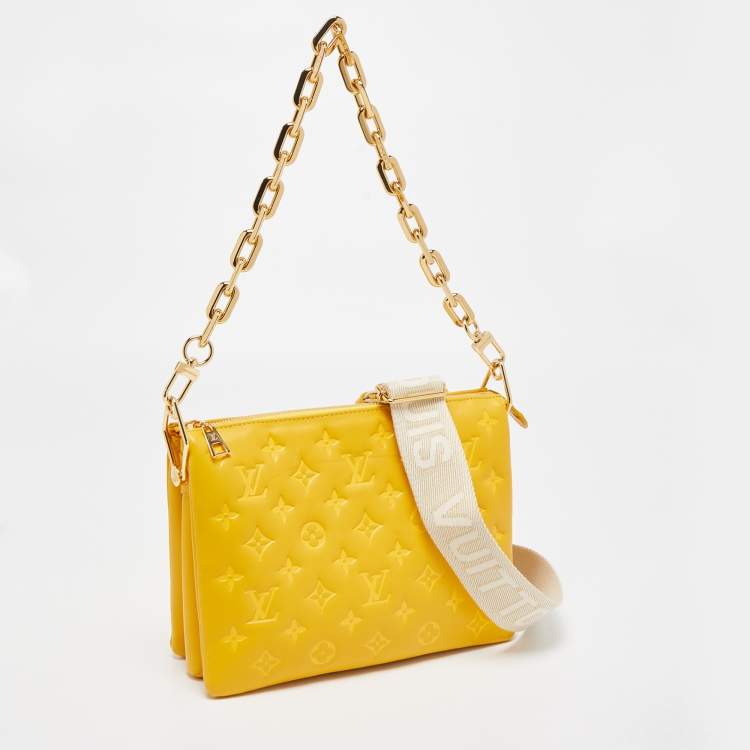 Pre Owned Louis Vuitton Sunflower Puffy Monogram Leather Coussin PM Bag