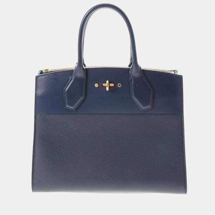 Leather Weekend Bag Louis Vuitton Navy In Leather