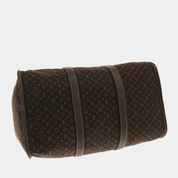 Pre Owned Louis Vuitton Brown Mono Lin Canvas Keepall Duffel Bag