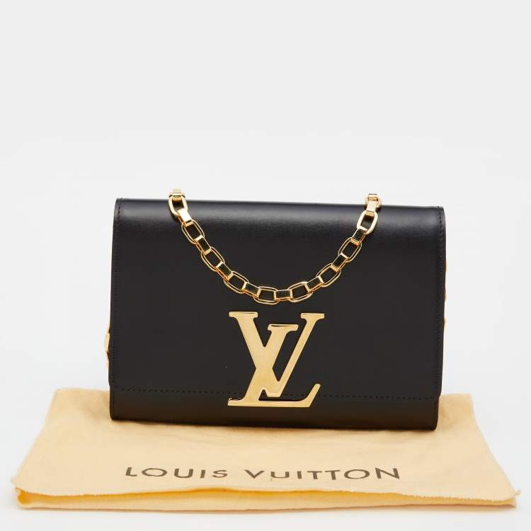 Pre Owned Louis Vuitton Black Leather Louise Chain Clutch