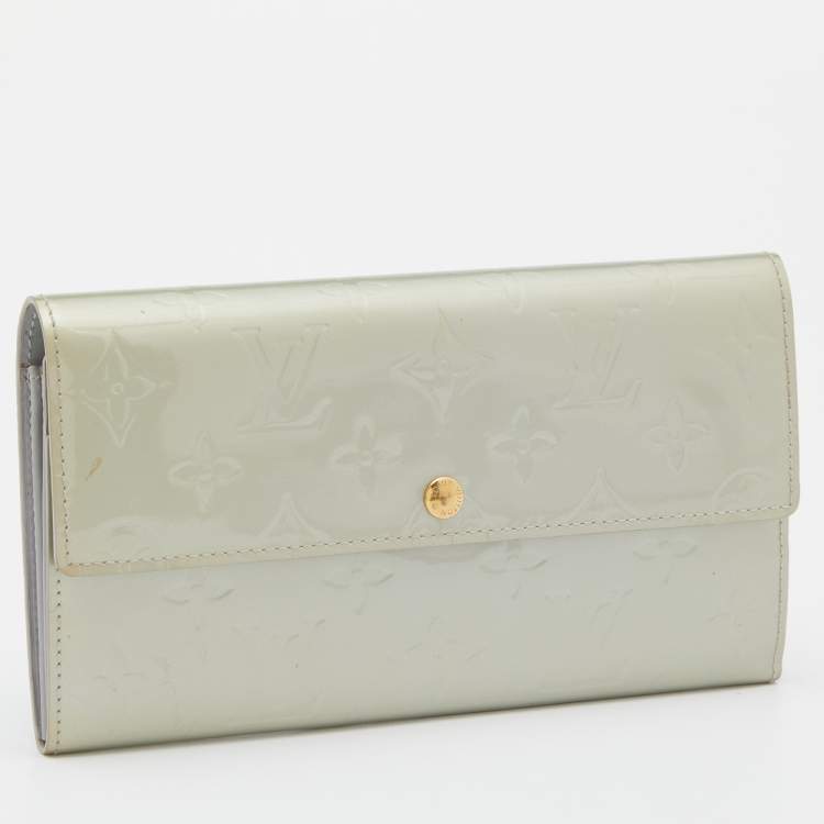 Pre Owned Louis Vuitton Silver Monogram Vernis Sarah Wallet