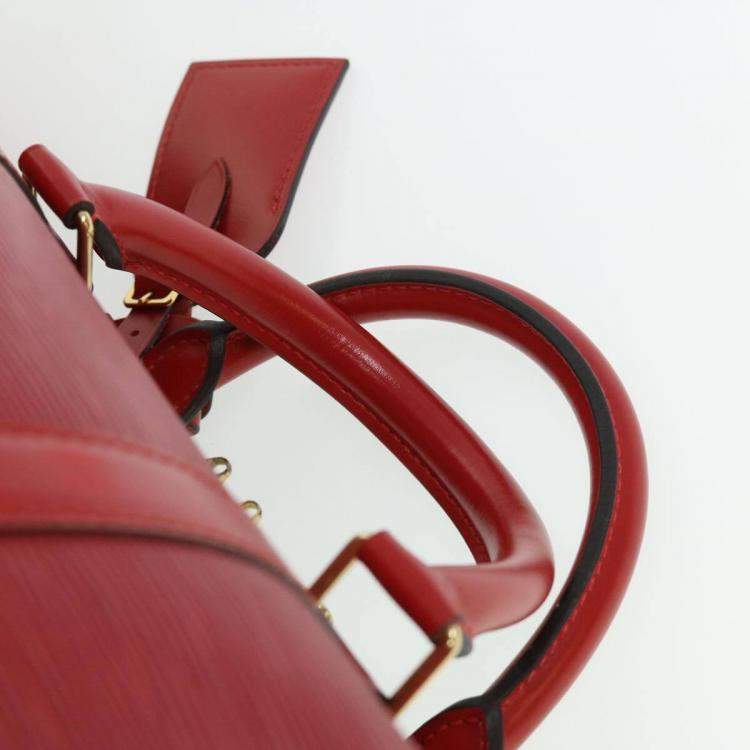 Pre Owned Louis Vuitton Red Epi Leather Keepall 55 Duffel Bag