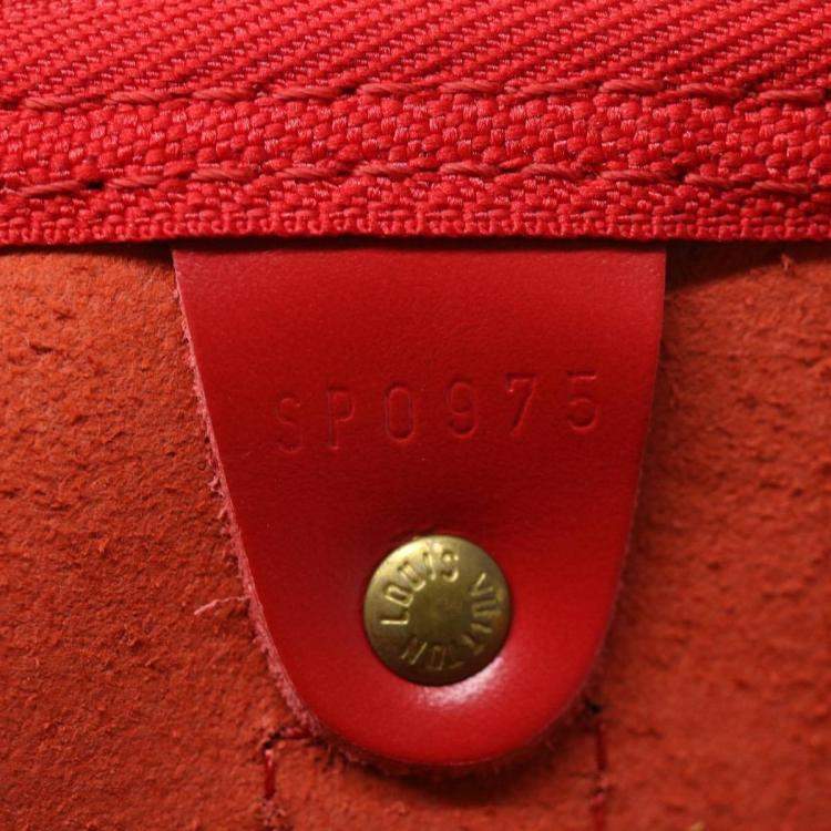 Pre Owned Louis Vuitton Red Epi Leather Keepall 55 Duffel Bag