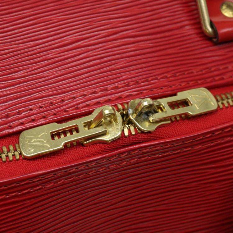 Pre Owned Louis Vuitton Red Epi Leather Keepall 55 Duffel Bag