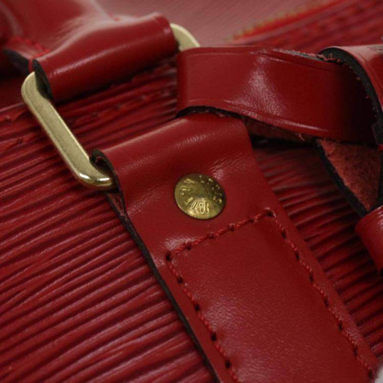 Pre Owned Louis Vuitton Red Epi Leather Keepall 55 Duffel Bag