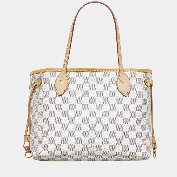 Pre Owned Louis Vuitton White Damier Azur Neverfull PM