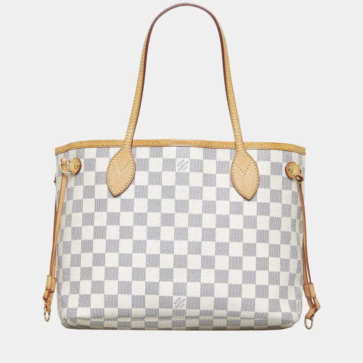 Pre Owned Louis Vuitton White Damier Azur Neverfull PM