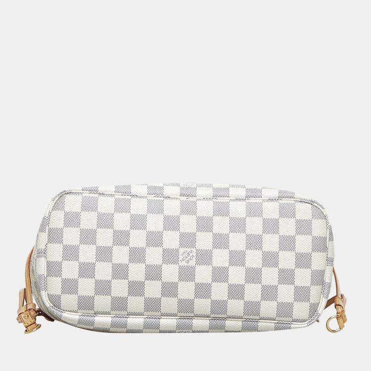 Pre Owned Louis Vuitton White Damier Azur Neverfull PM