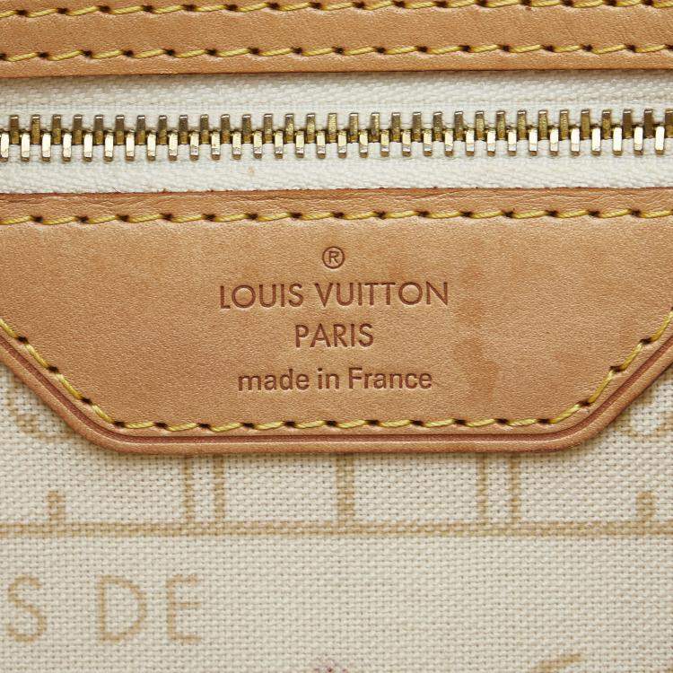 Pre Owned Louis Vuitton White Damier Azur Neverfull PM
