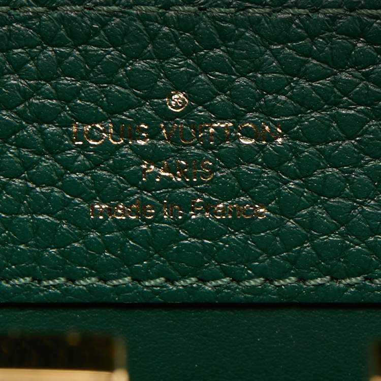 Pre Owned Louis Vuitton Green/Beige Leather and Python Capucines Mini Bag