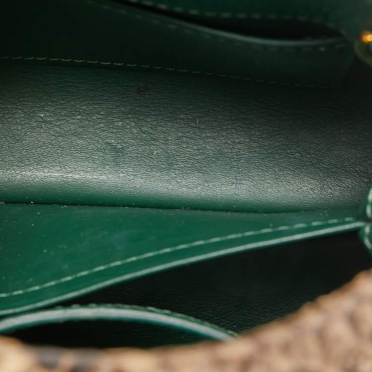 Pre Owned Louis Vuitton Green/Beige Leather and Python Capucines Mini Bag