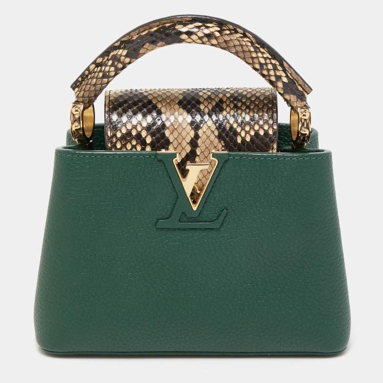 Louis Vuitton Khaki Green Taurillon Leather and Python Capucines PM Bag  Louis Vuitton